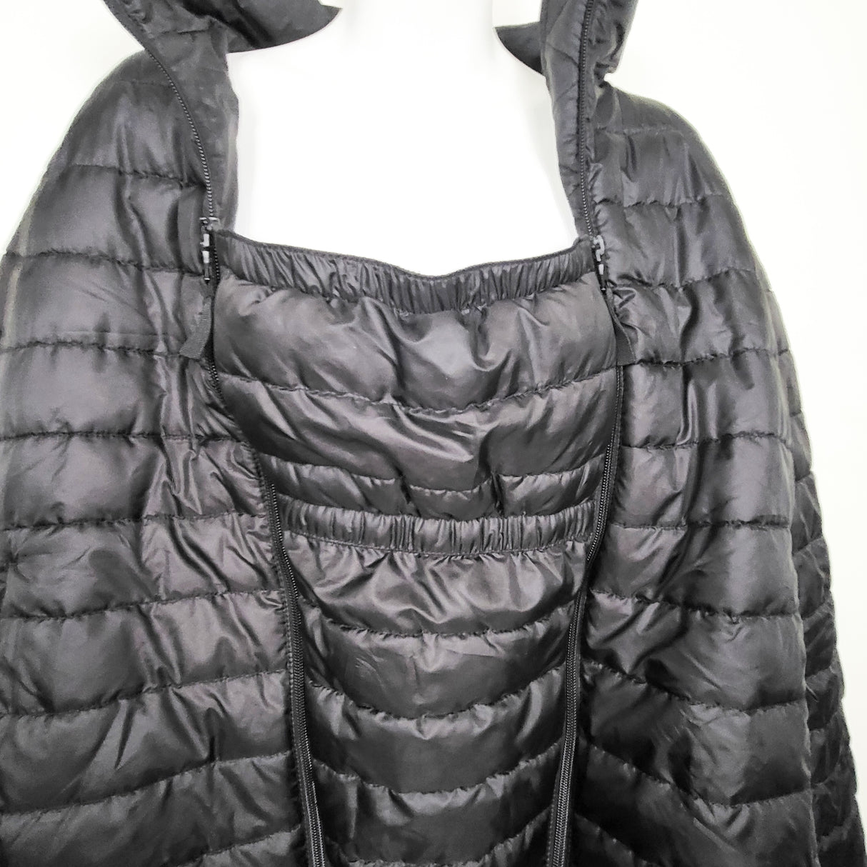 H and M black quilted "Before and After" Baby Wearing Puffer Jacket | Size LARGE