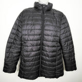 H and M black quilted "Before and After" Baby Wearing Puffer Jacket | Size LARGE