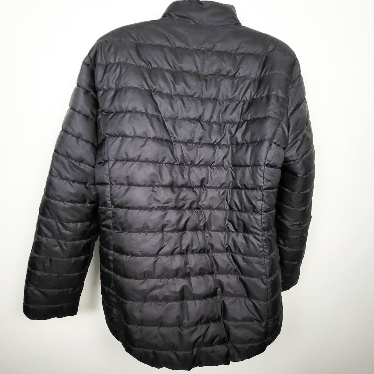 H and M black quilted "Before and After" Baby Wearing Puffer Jacket | Size LARGE