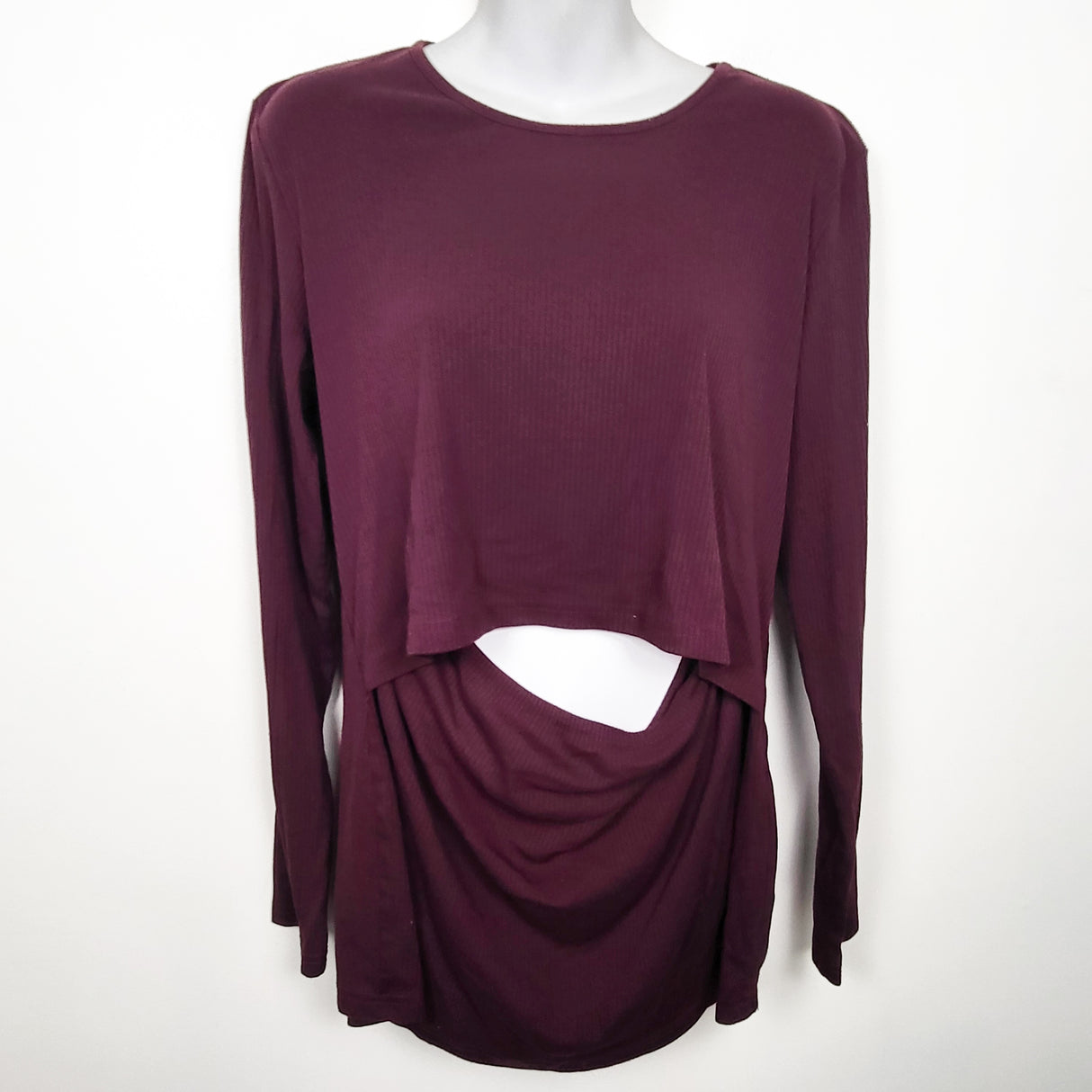Ripe Maternity Maroon "Tessa" Ribbed Knit Nursing Top. Size XL