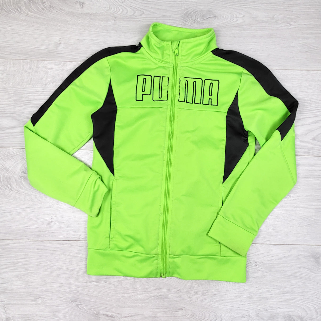Puma neon zip-up track jacket. Size 7 - AS IS