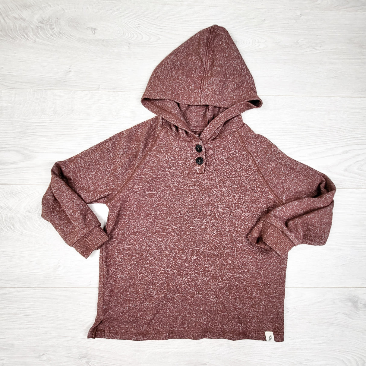 Easy-Peasy heathered knit hooded top. Size 4T