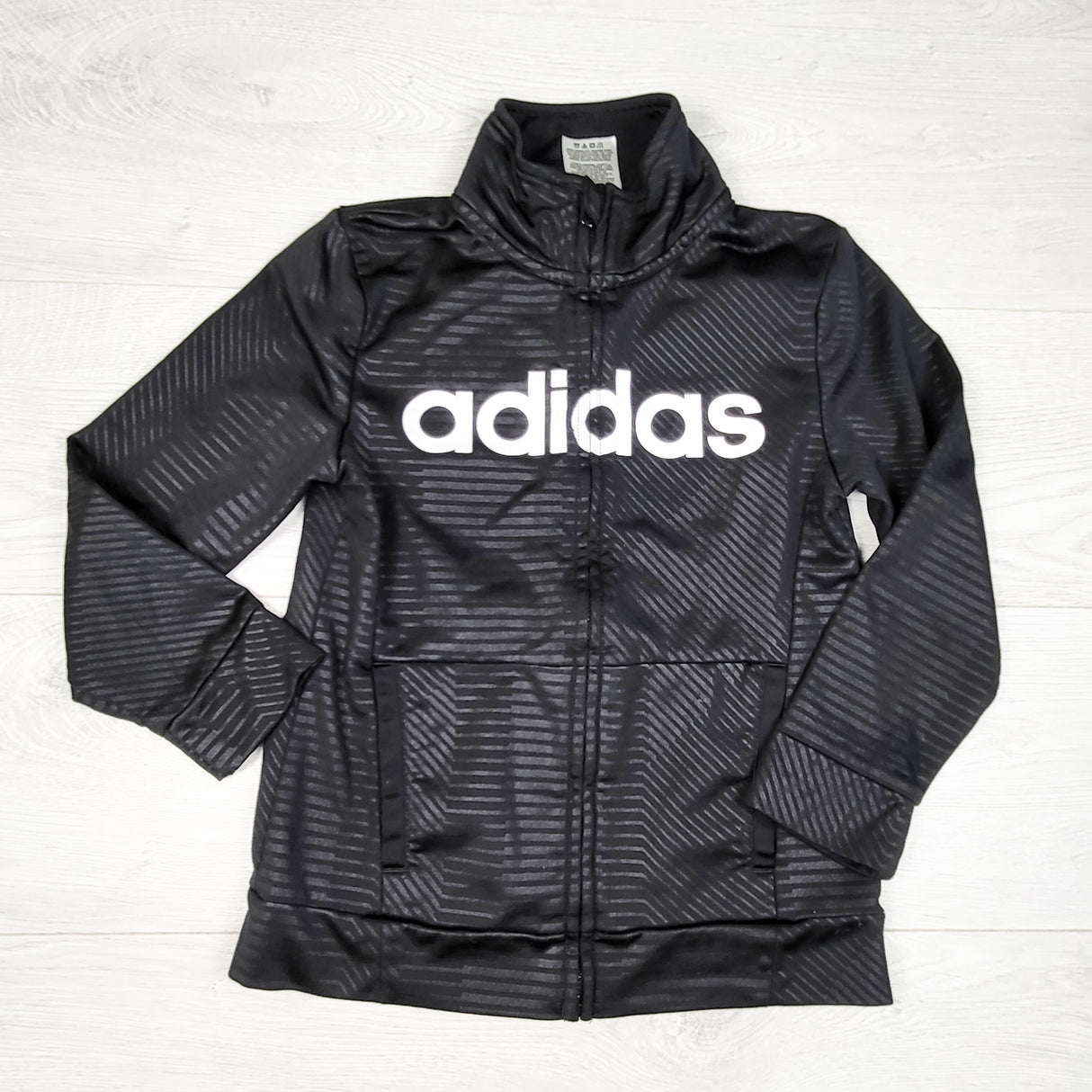 Adidas black zip up track jacket. Size 7