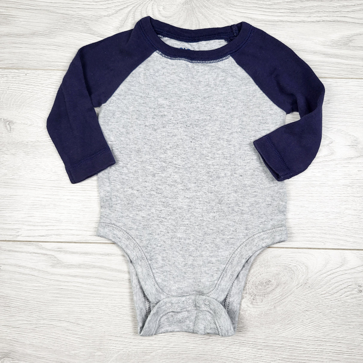 Old Navy navy and grey raglan bodysuit. Size 0-3 months