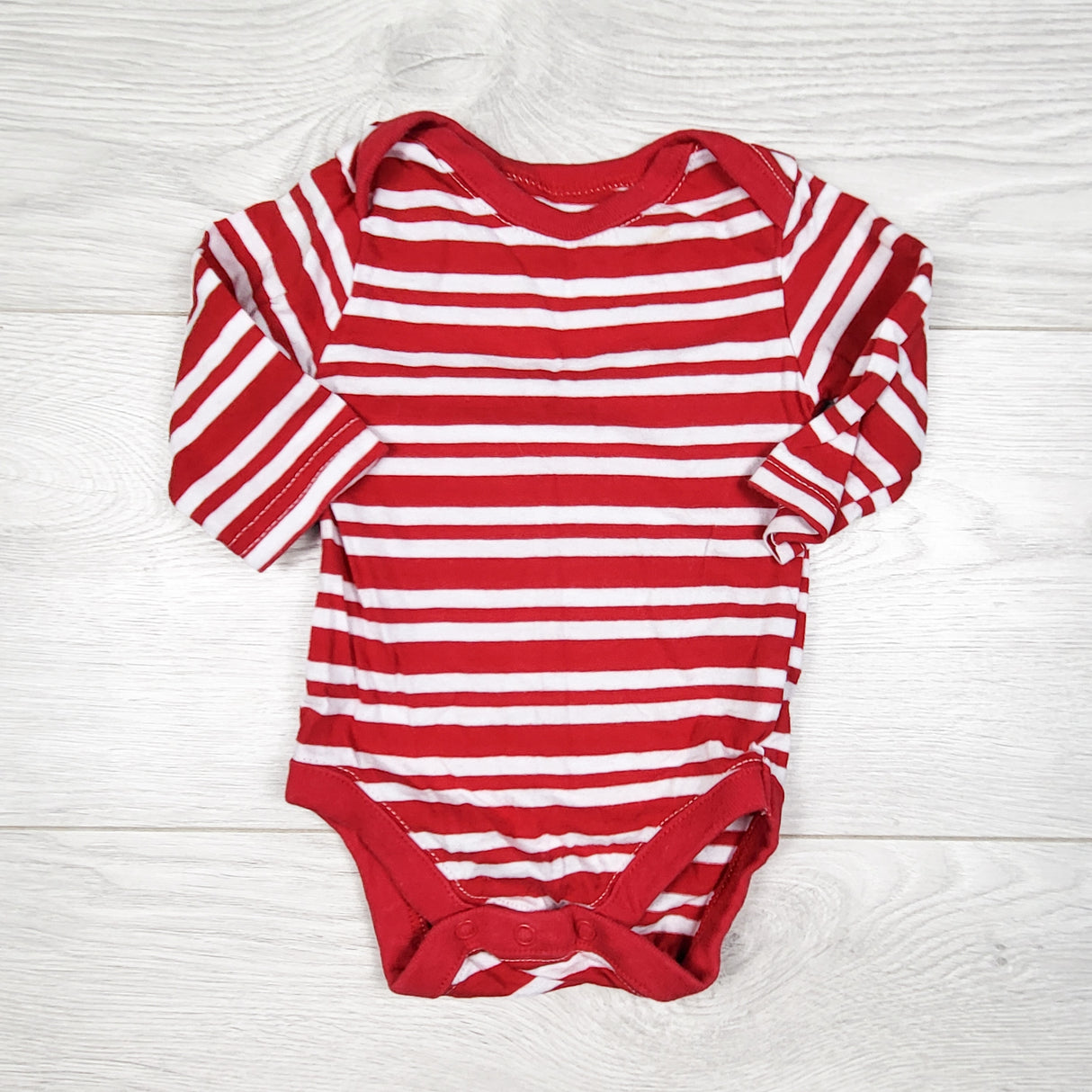 Children's Place red and white striped bodysuit. Size 0-3 months