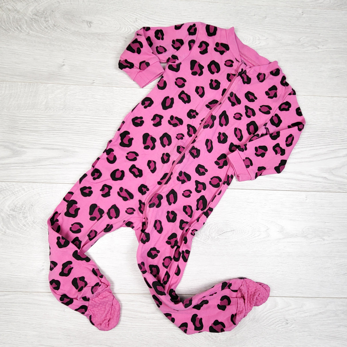 George pink leopard print zippered sleeper. Size 12-18 months