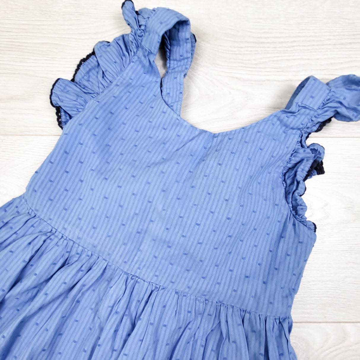 Sigrid Olson Kids blue striped textured dress. Size 7
