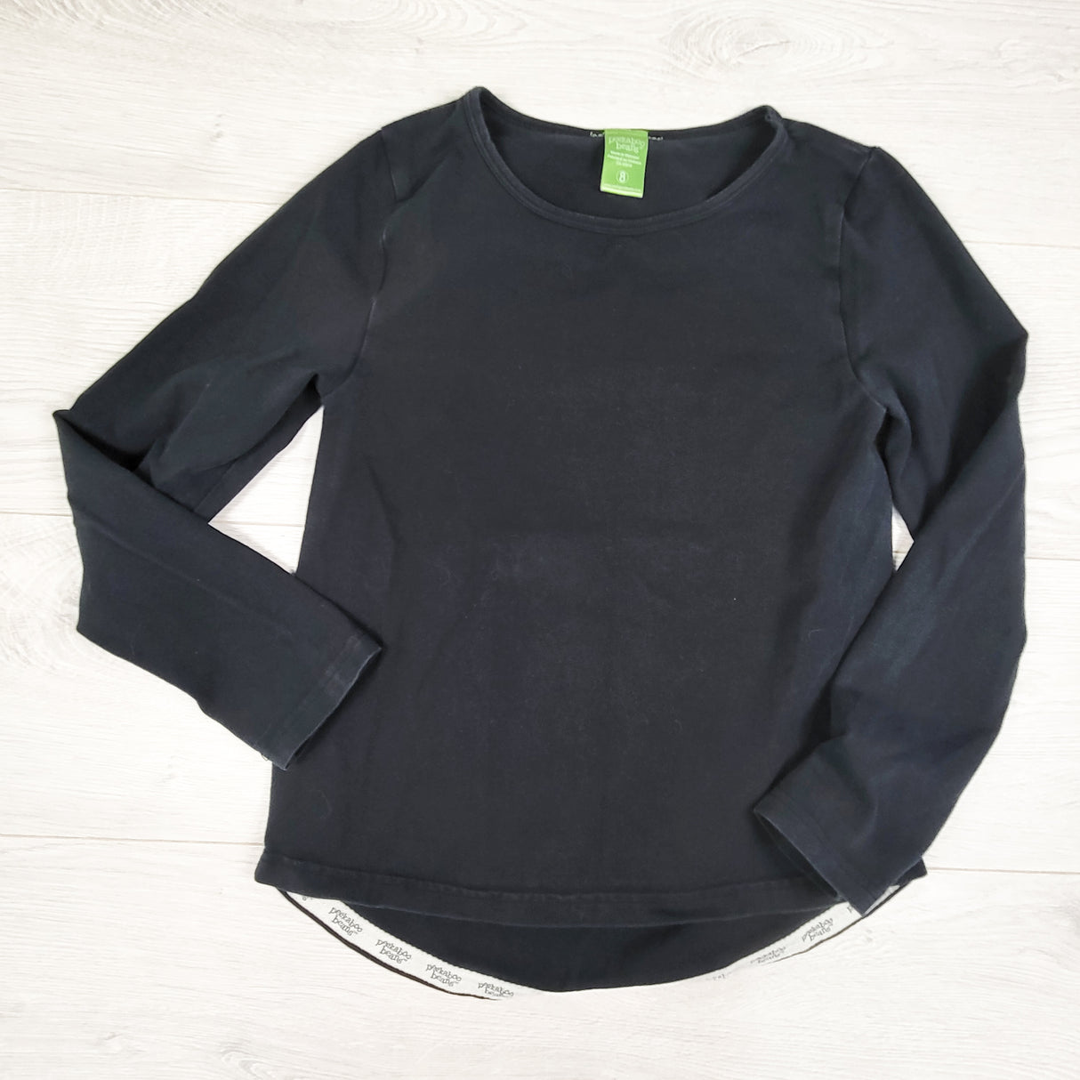 Peekaboo Beans black long sleeve top. Size 8