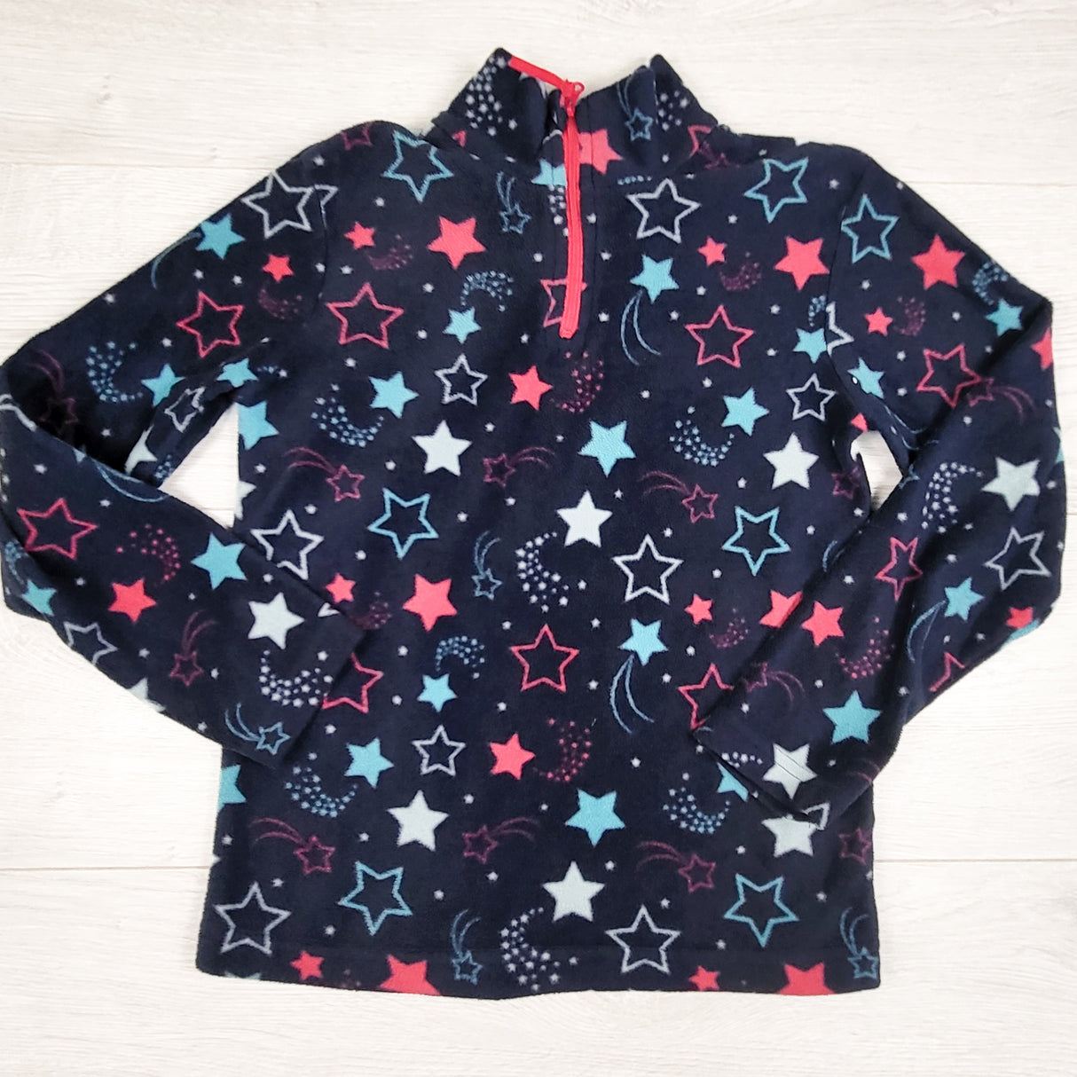 Mountain Warehouse navy fleece pullover with stars. Size 7/8