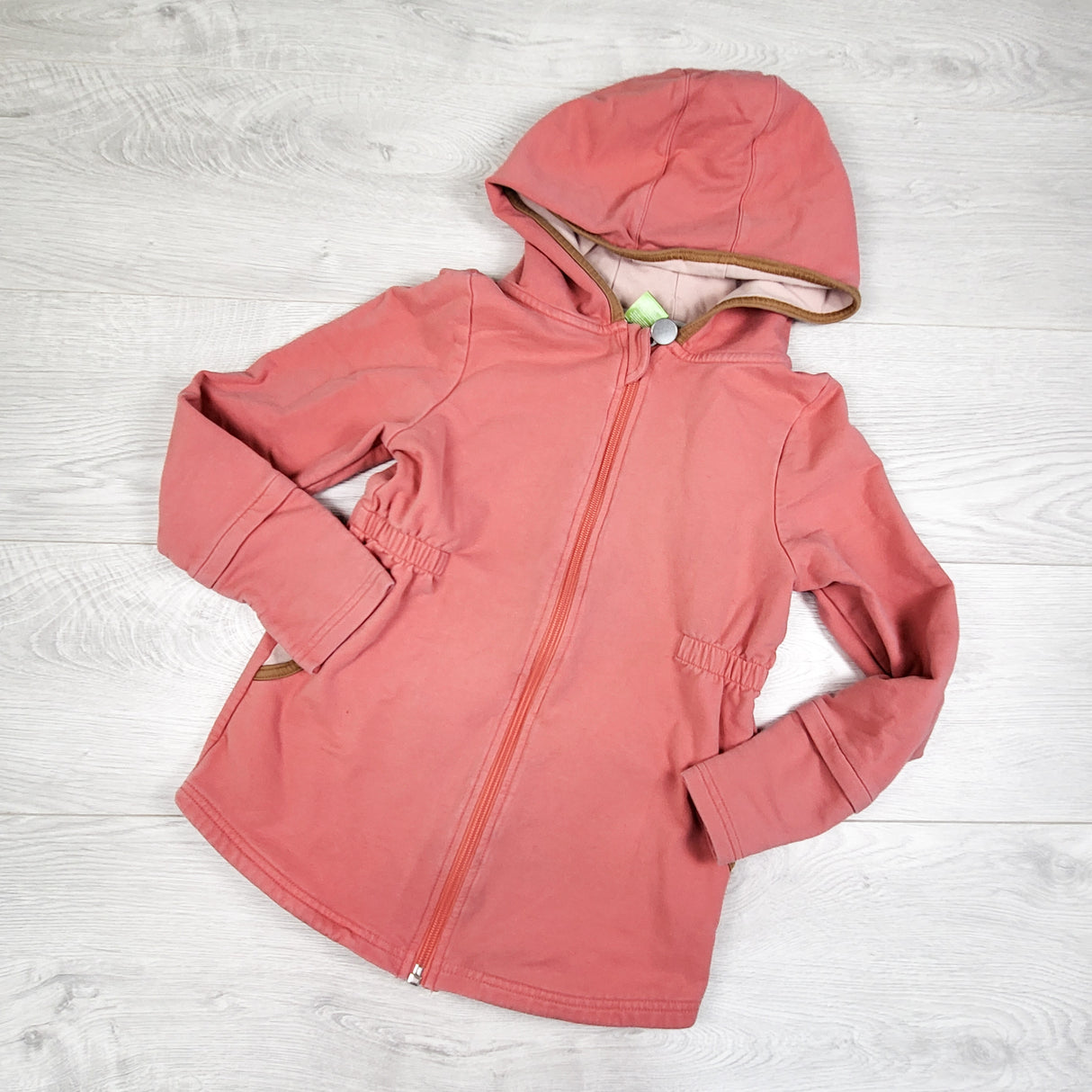 Peekaboo Beans pink zip up hoodie. Size 8