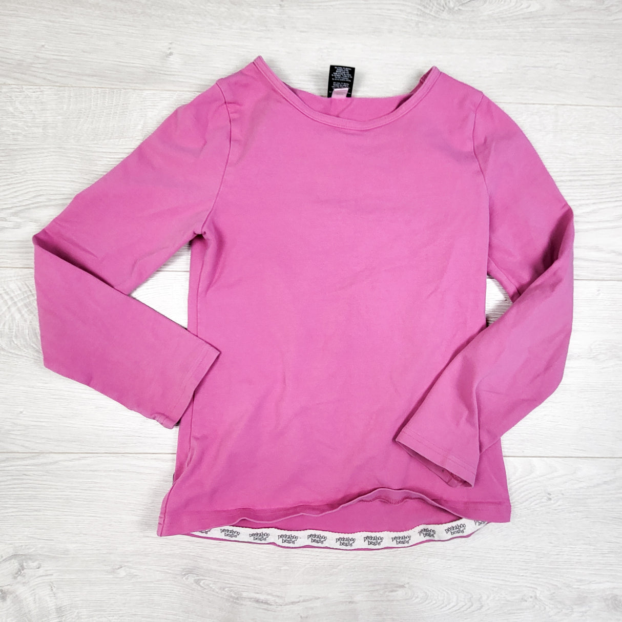 Peekaboo Beans pink long sleeve top. Size 8