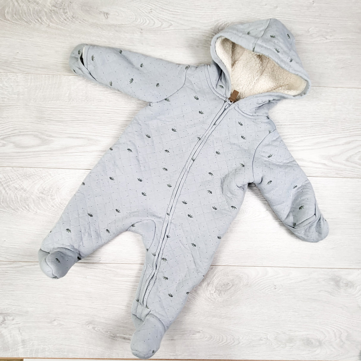 Carters blue sherpa lined quilted bunting suit. Size 3 months