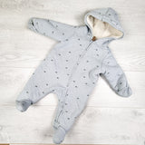 Carters blue sherpa lined quilted bunting suit. Size 3 months