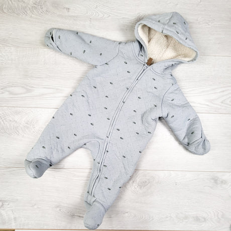 Carters blue sherpa lined quilted bunting suit. Size 3 months