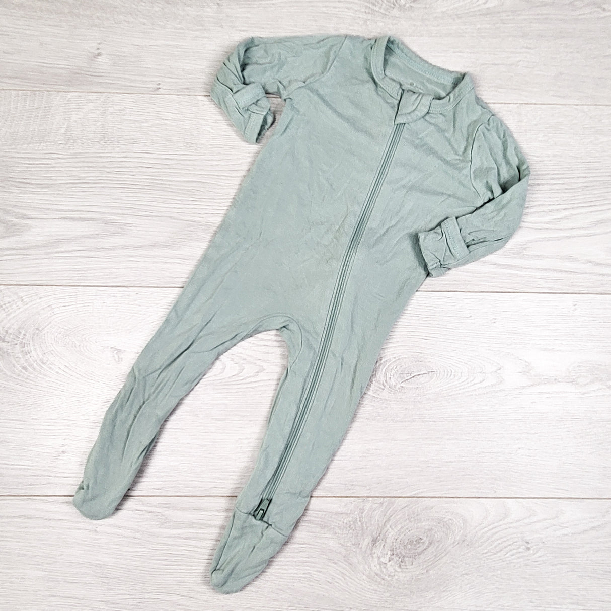 Kyte Baby sage green zippered bamboo sleeper. Size 0-3 months