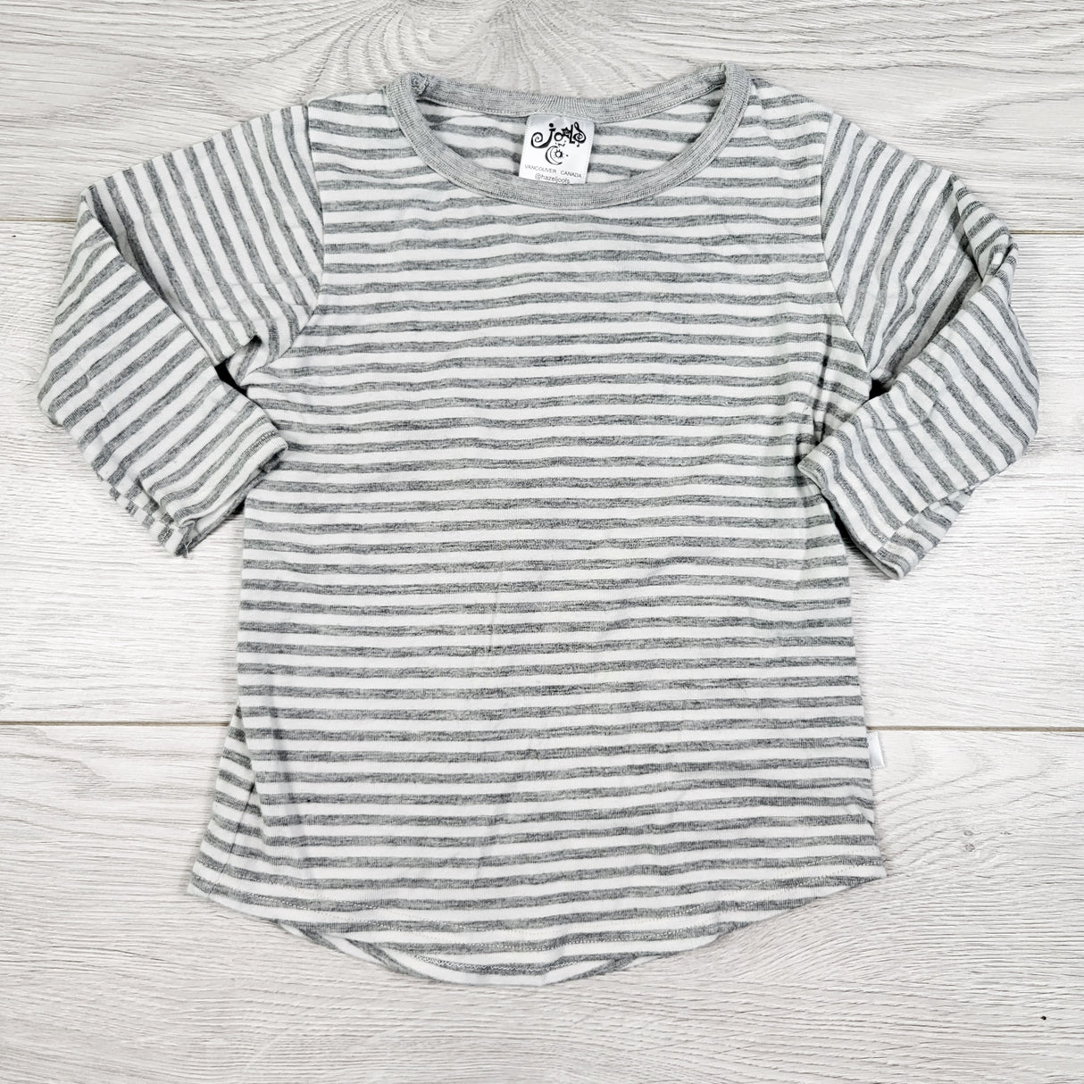 Hazel and Jools grey striped long sleeve bamboo blend top. Size 6-12 months