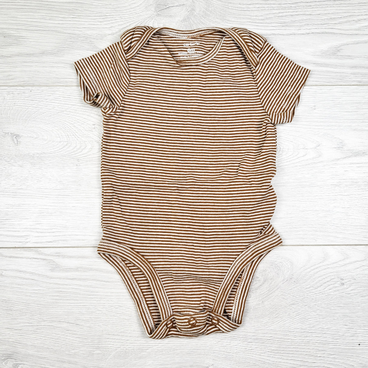 Carters tan striped bodysuit. Size 6 months