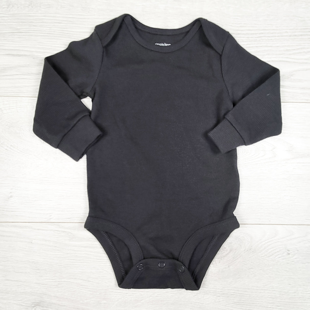 Simple Joys dark grey waffle knit bodysuit. Size 6-9 months