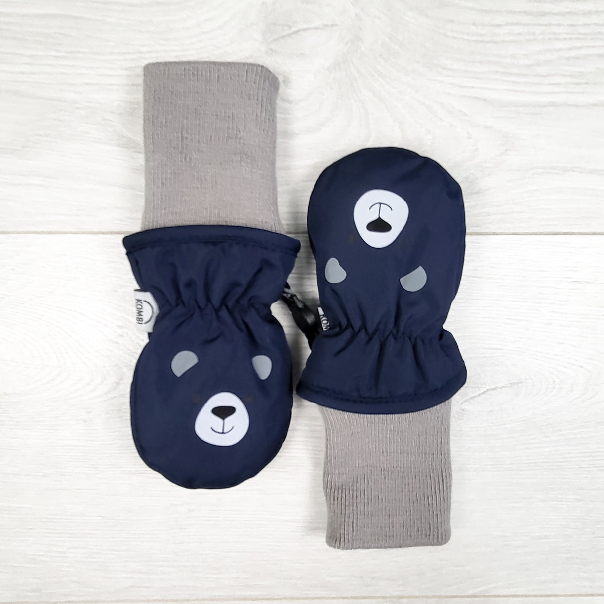 Kombi navy waterproof bear mittens. Size 6-12 months
