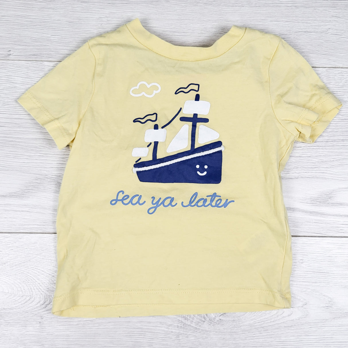 Joe yellow "Sea Ya Later" t-shirt with ship. Size 12-18 months