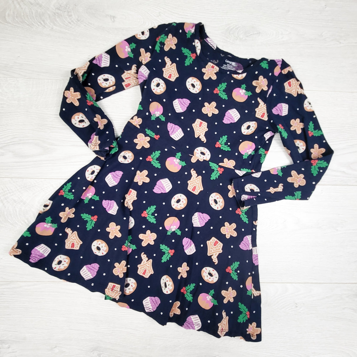 George navy Christmas themed dress. Size 6