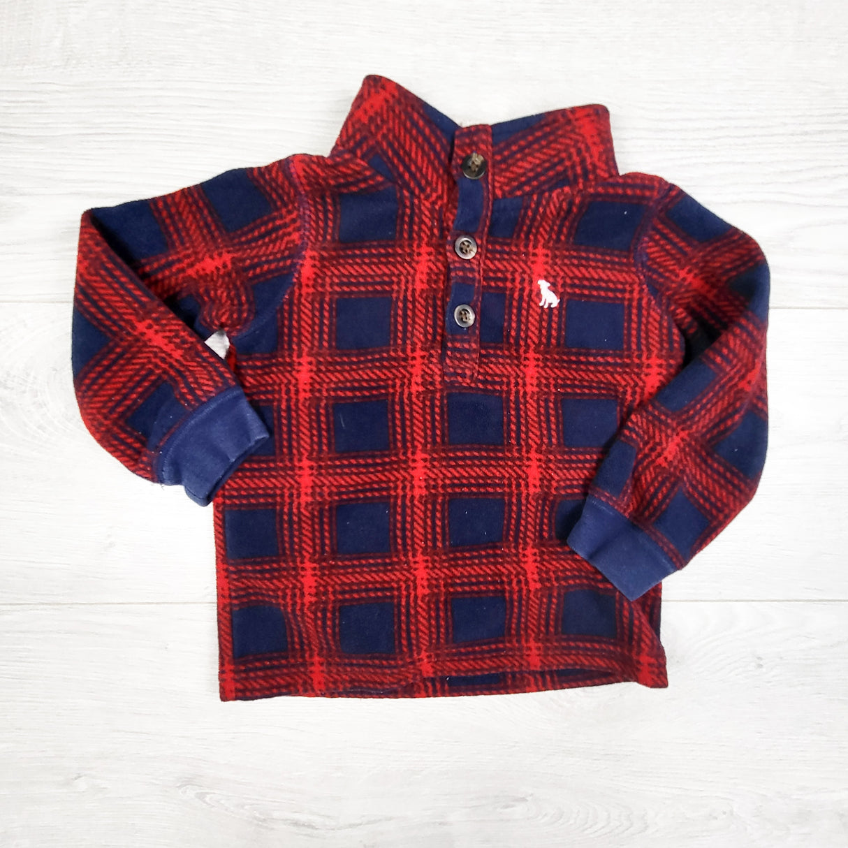 Carters navy and red plaid fleece pullover. Size 18 months