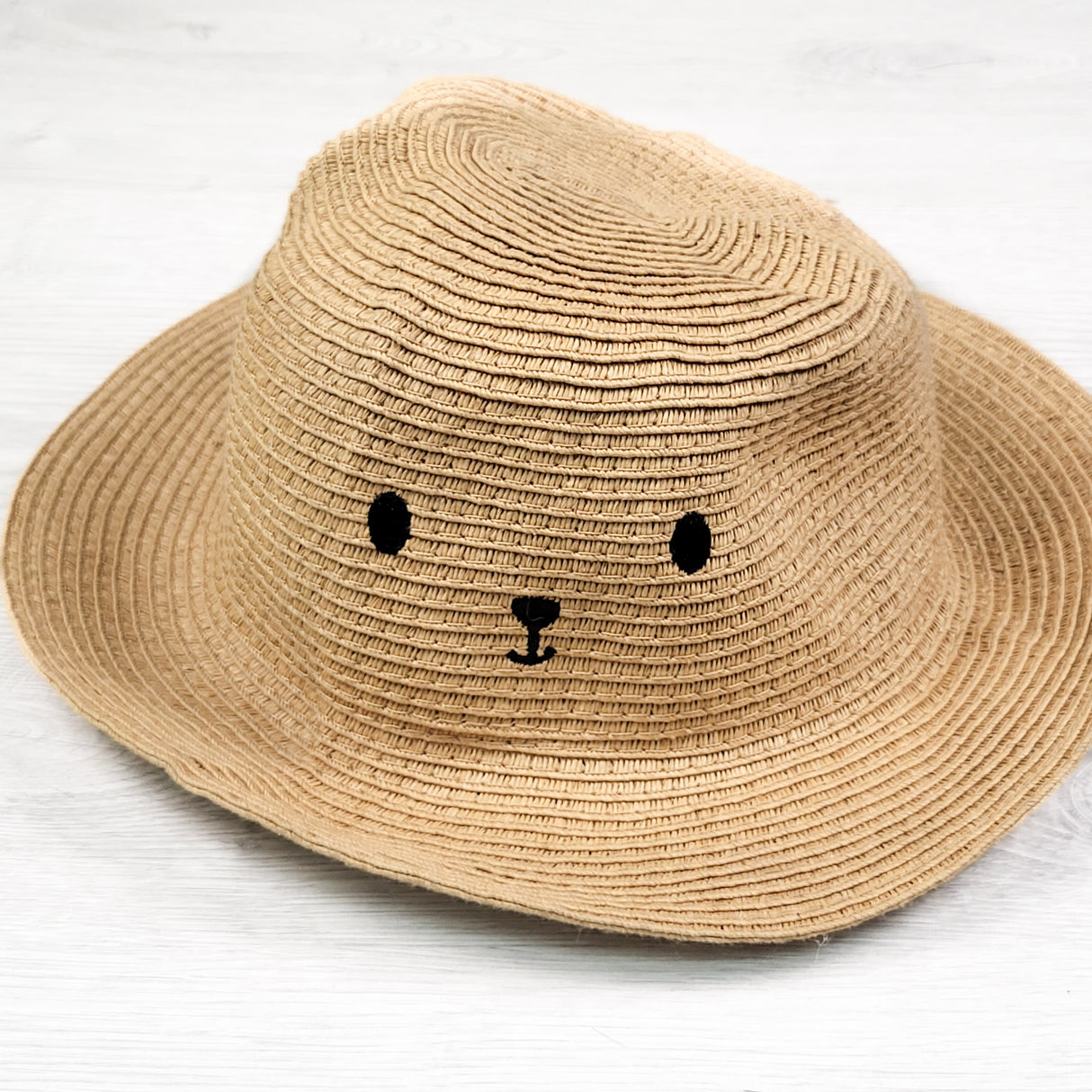 Joe Fresh straw hat with bear face. Size 4/5T