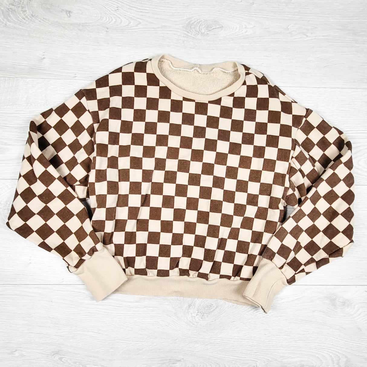 Handmade checkerboard pattern sweatshirt. Approx size 6