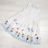 LC Waikiki Baby white dress with girls with balloons. Size 4/5T