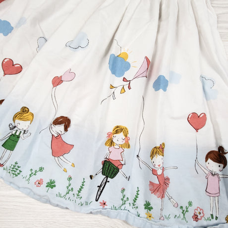 LC Waikiki Baby white dress with girls with balloons. Size 4/5T