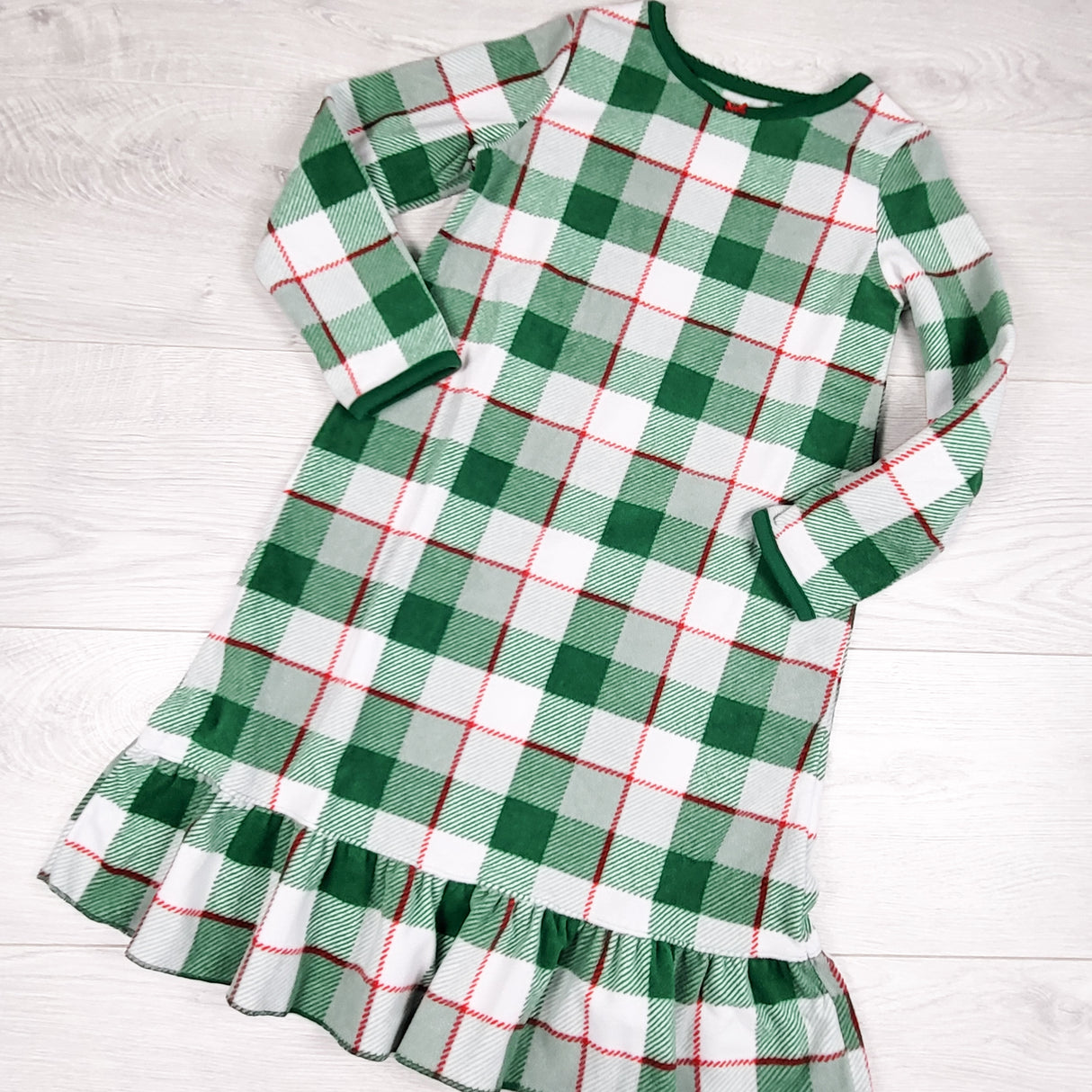 Carters green plaid fleece sleep gown. Size 4/5T
