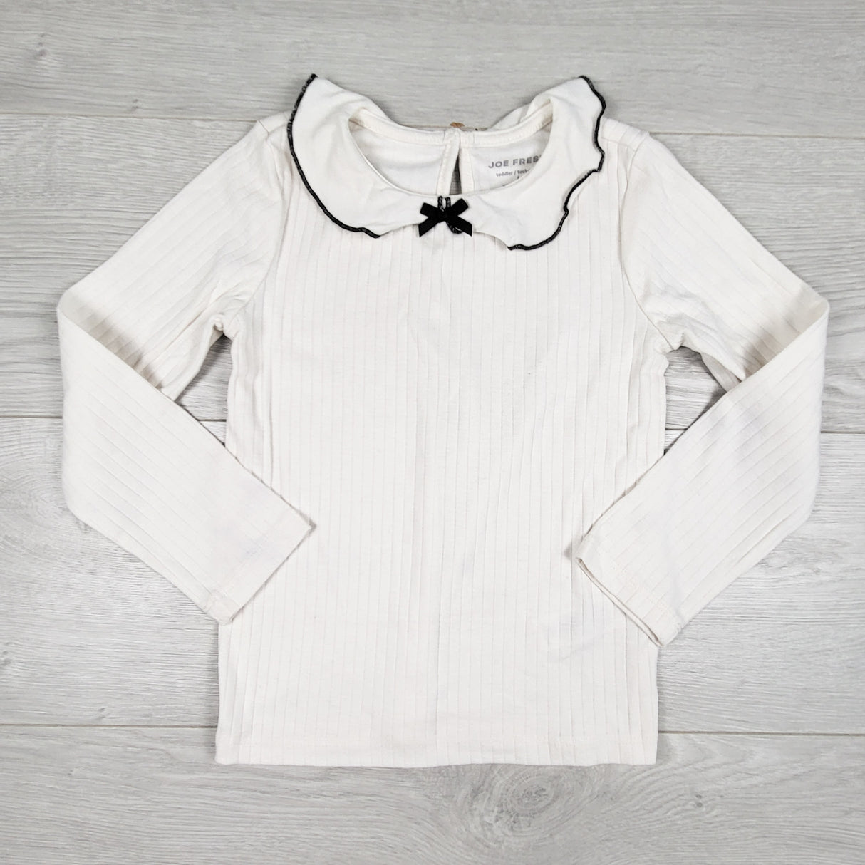Joe white ribbed collared long sleeve top. Size 4T