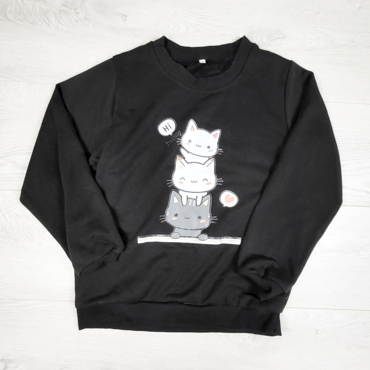 Black lightweight sweatshirt with cats. Size 9/10