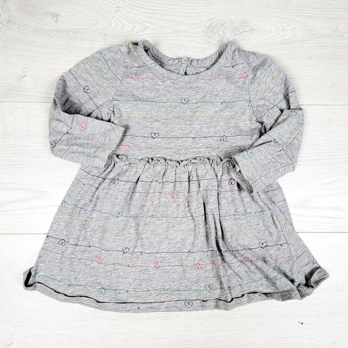 George grey long sleeve dress with hearts. Size 12-18 months