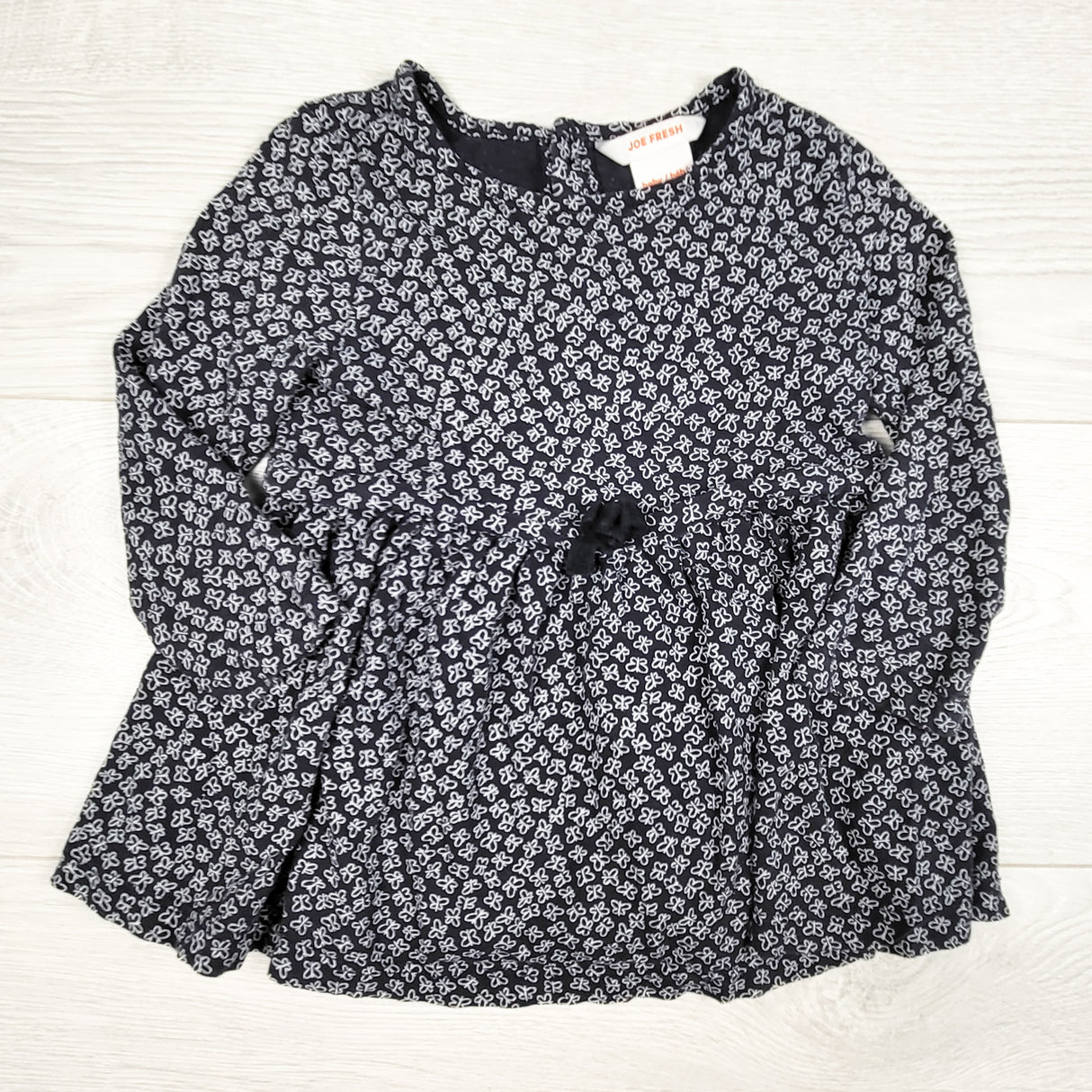 Joe navy dress with butterflies. Size 12-18 months