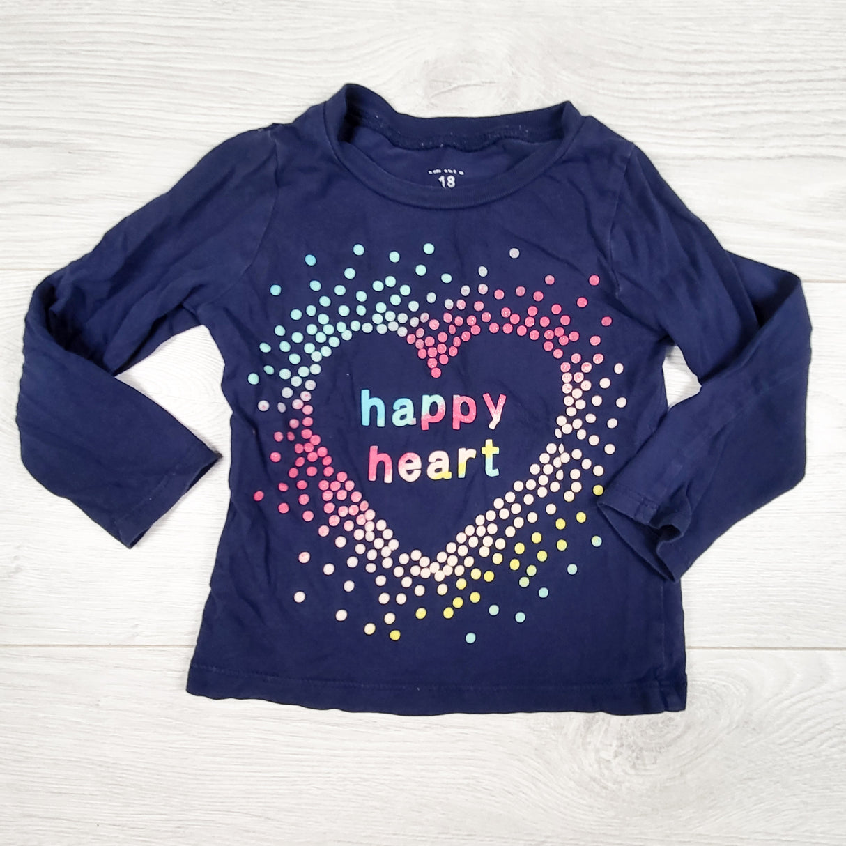 Carters navy "Happy Heart" long sleeve top. Size 18 months