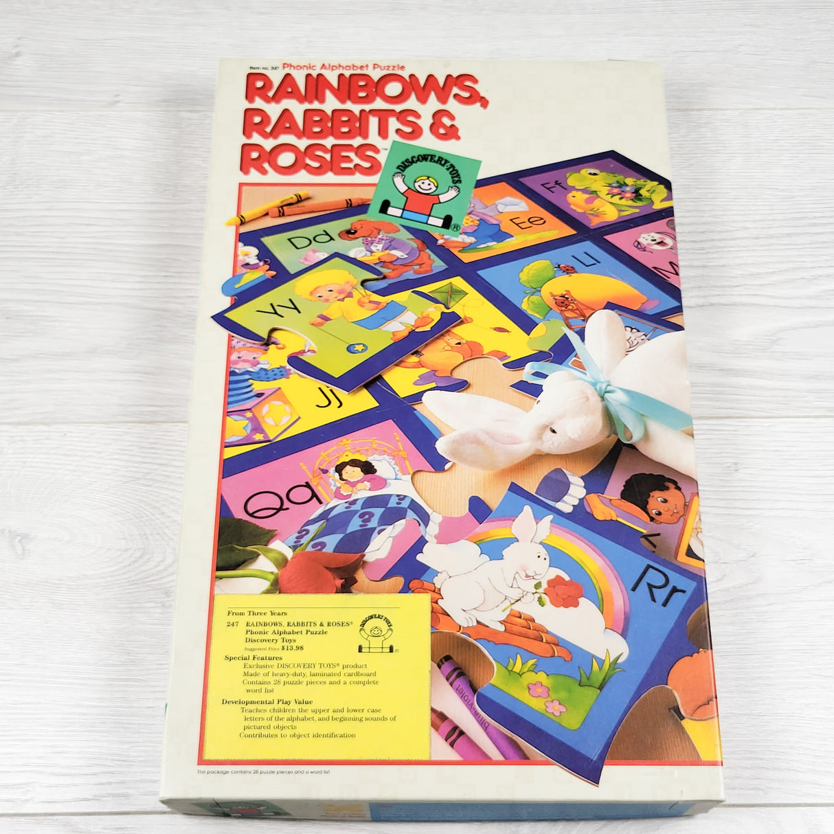Vintage 1986 Discovery Toys "Rainbows, Rabbits and Roses" floor puzzle (sorry, no shipping)