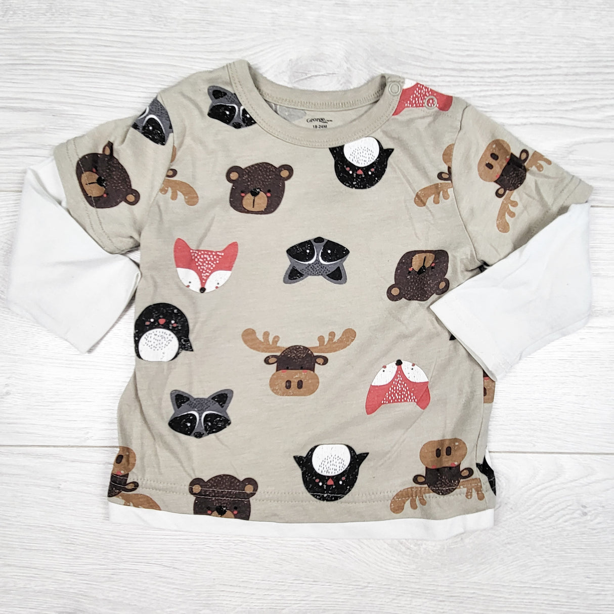 George grey fooler top with woodland animals. Size 18-24 months