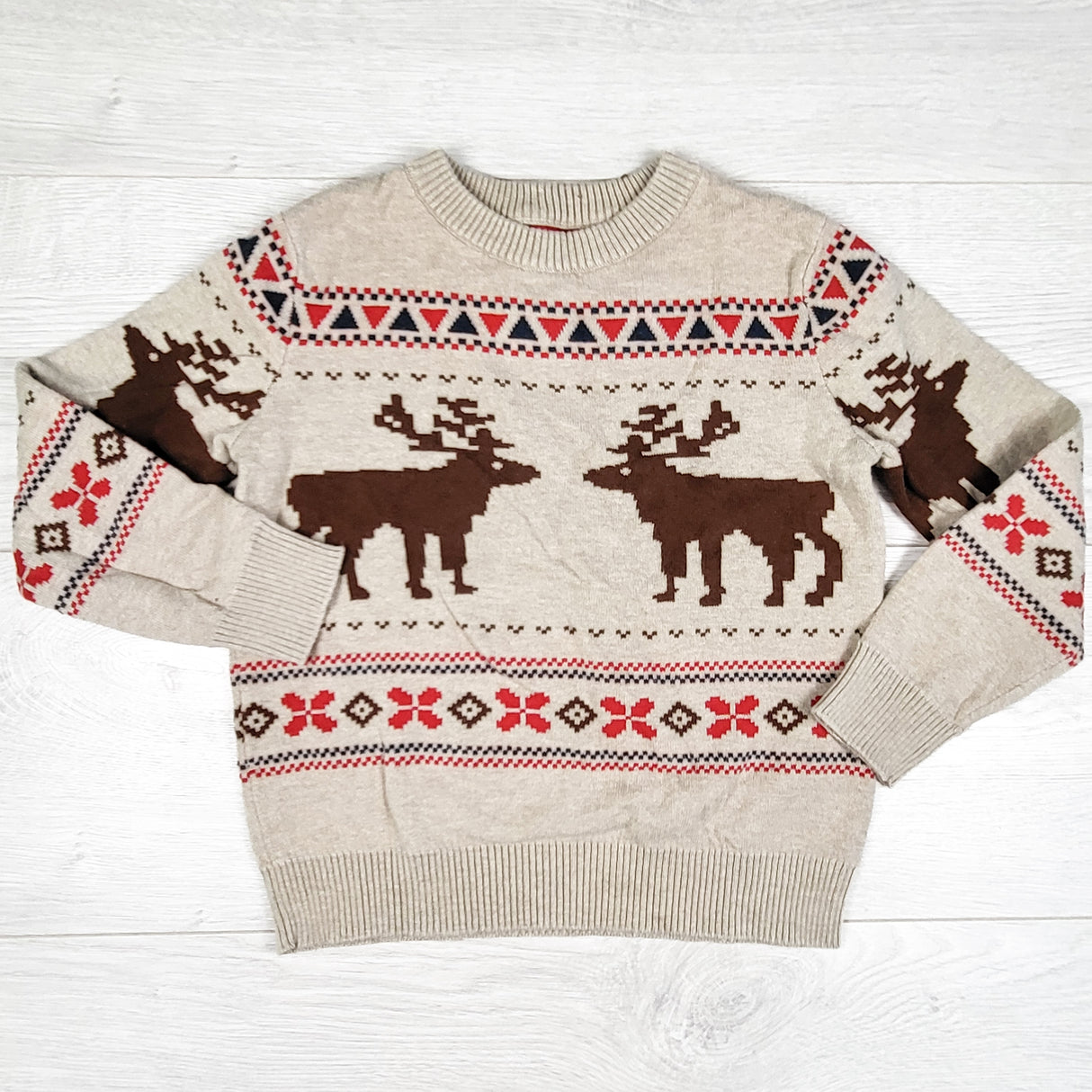 Andy and Evan beige moose sweater. Size 5T