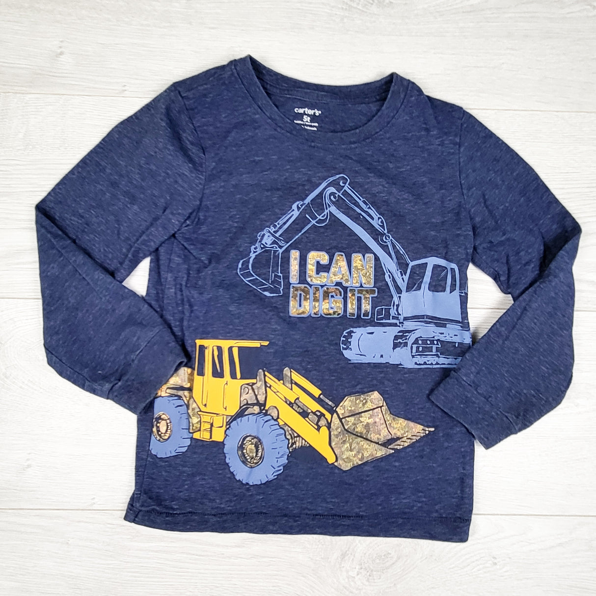 Carters blue "I Can Dig It" long sleeve top. Size 5T