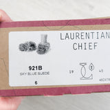 NEW - Laurentian Chief sky blue suede moccasins. Size 6