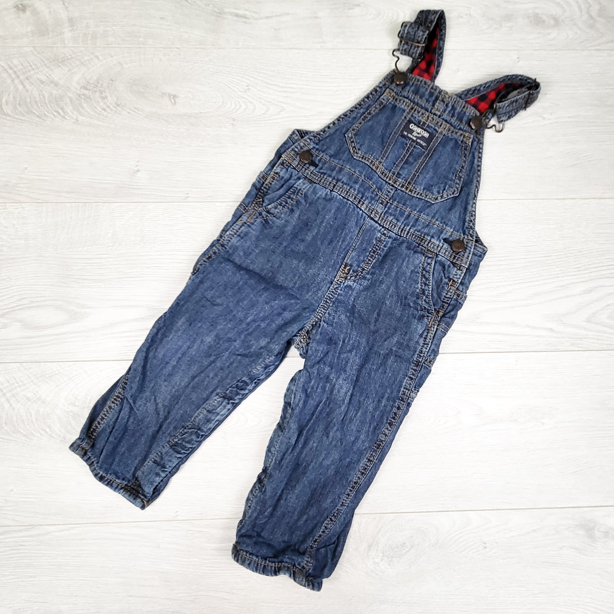 Oshkosh jersey lined denim overalls. Size 24 months