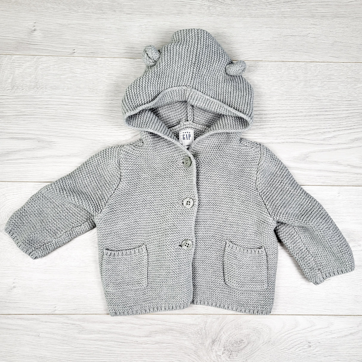Gap grey bear ear sweater. Size 3-6 months