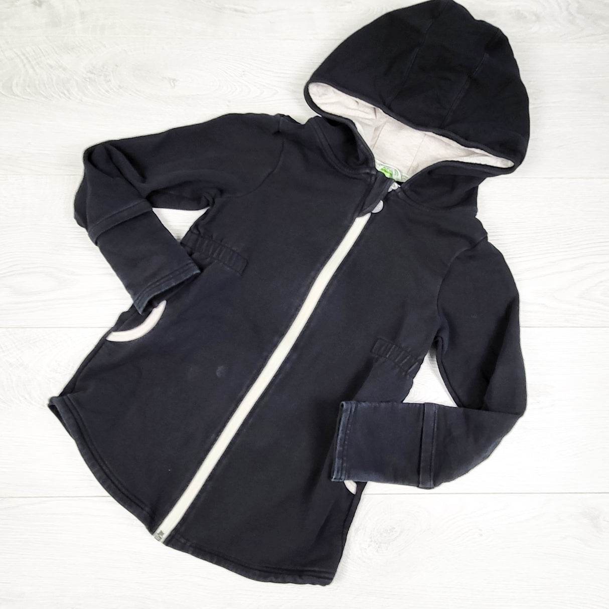 Peekaboo Beans black zip up hoodie. Size 8