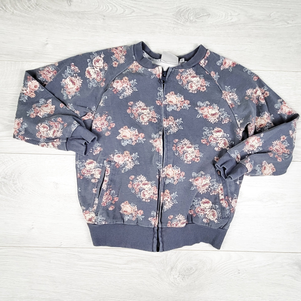 Wheat floral zip up sweatshirt. Size 6