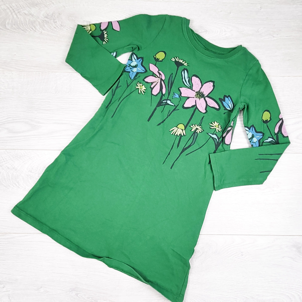 Tea Collection green cotton dress with flowers. Size 6