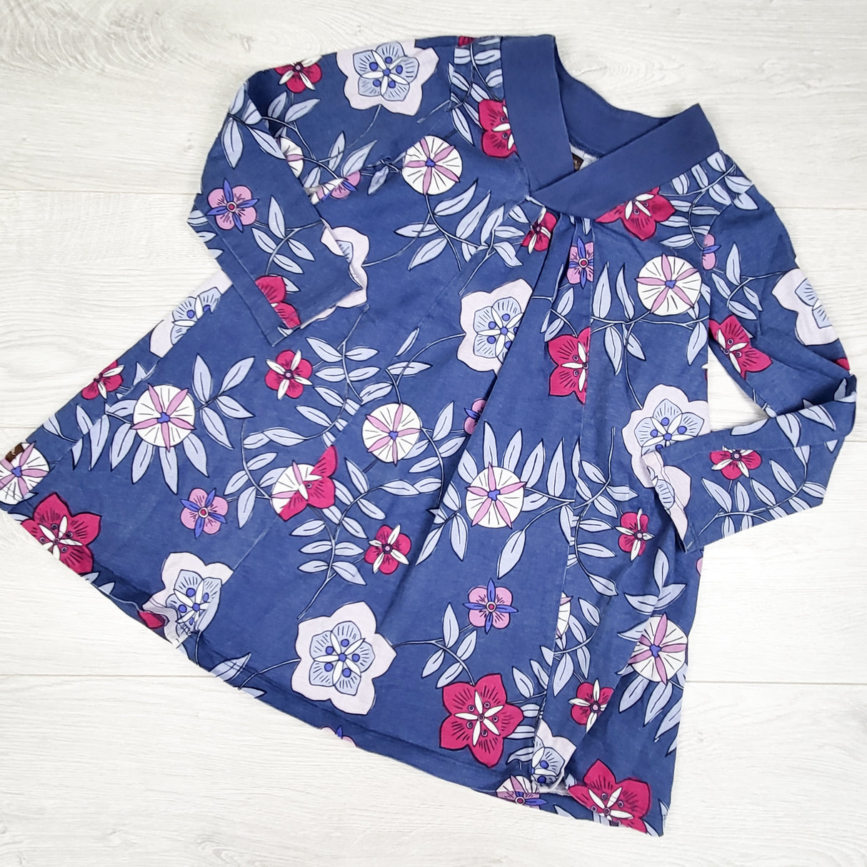 Tea Collection blue floral print cotton dress. Size 5T
