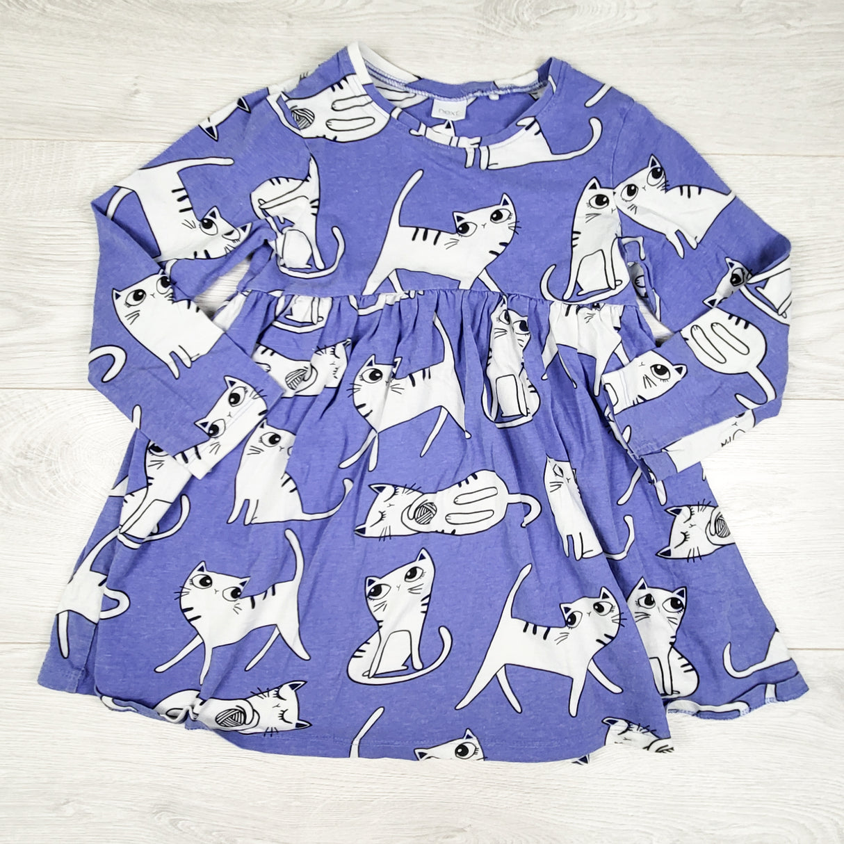 Next blue cat print dress. Size 5/6