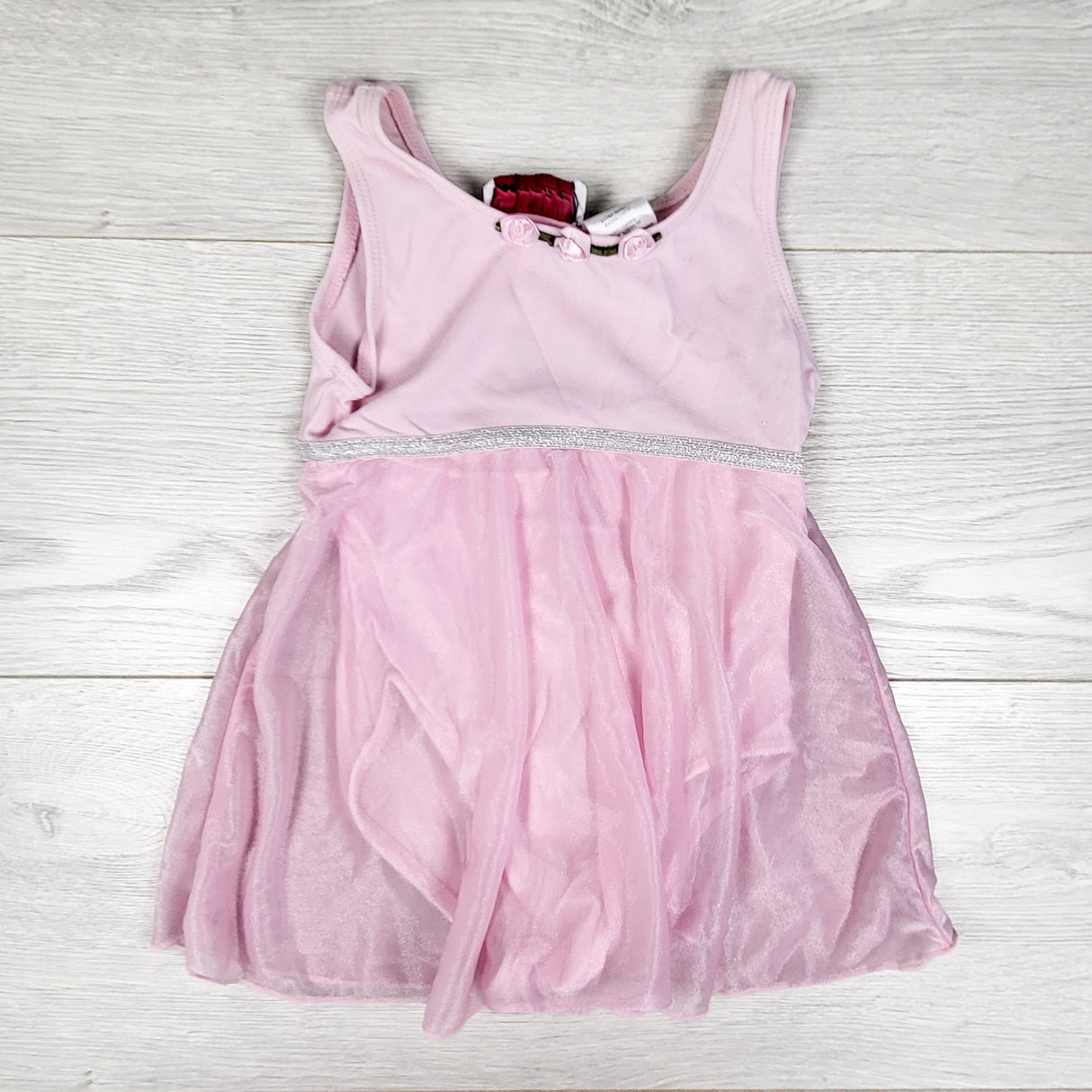 Jacques Moret pink dance leotard with attached skirt. Size 4/5T