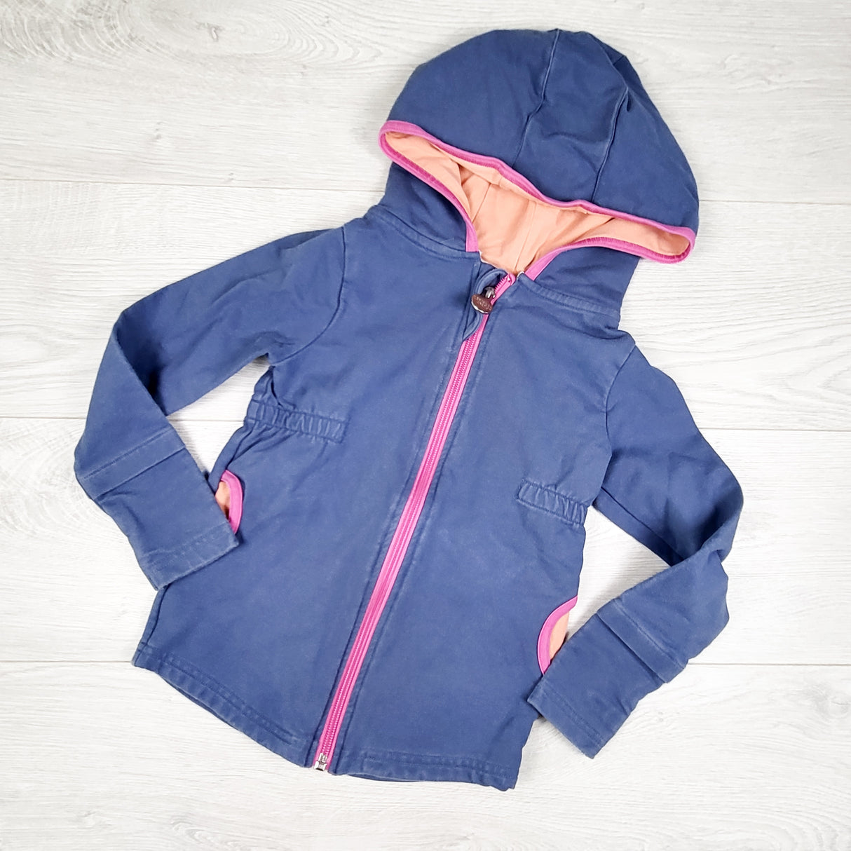 Peekaboo Beans blue zip up hoodie. Size 5T